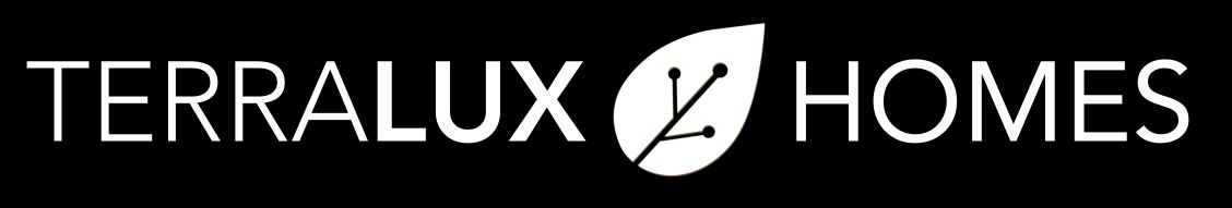 Terralux Homes Logo White BlackBackground
